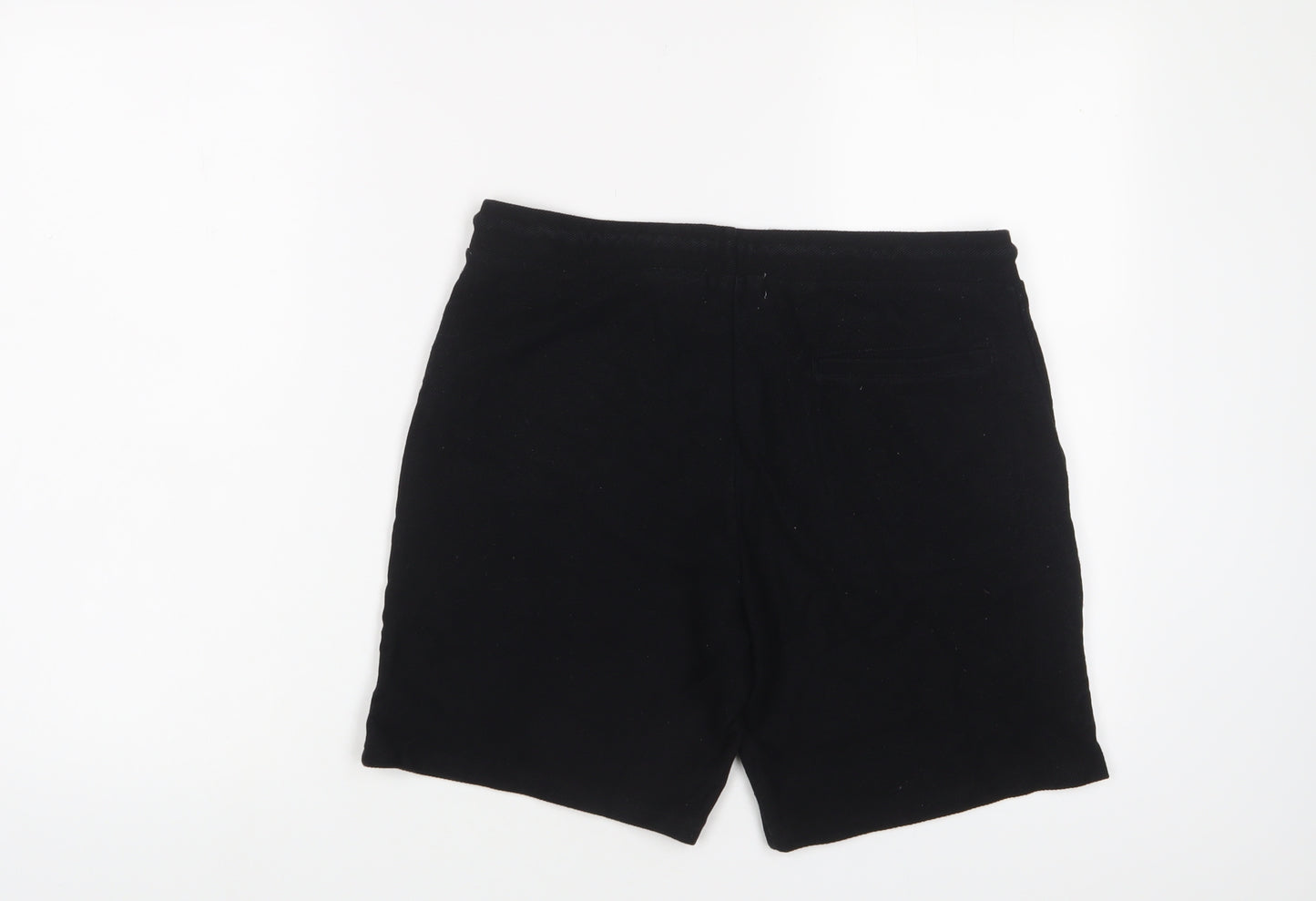 Topman Mens Black Cotton Sweat Shorts Size S L6 in Regular Drawstring