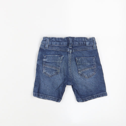 River Island Boys Blue Cotton Cropped Trousers Size 9-12 Months Zip - Adjustable waist