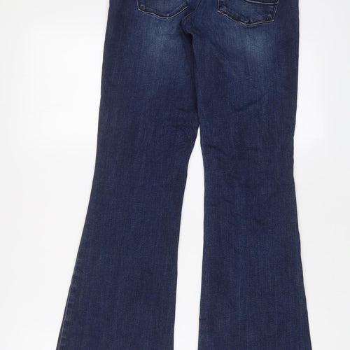 NEXT Womens Blue Cotton Flared Jeans Size 12 L31 in Regular Zip