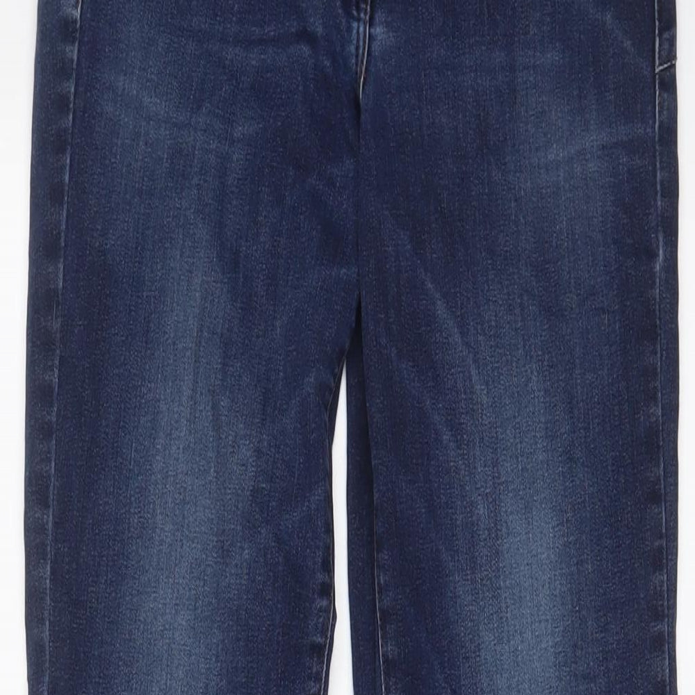 NEXT Womens Blue Cotton Flared Jeans Size 12 L31 in Regular Zip