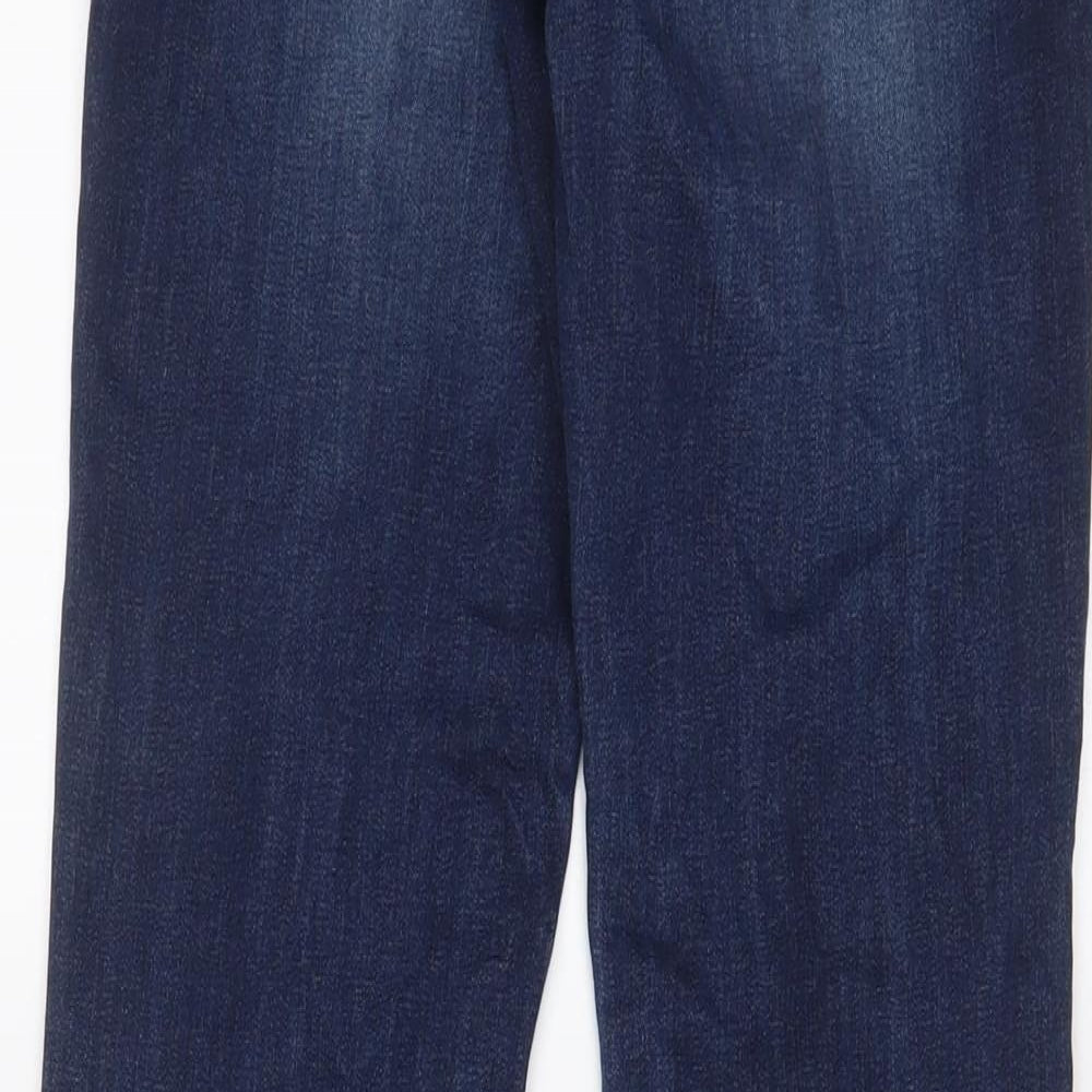 NEXT Womens Blue Cotton Flared Jeans Size 12 L31 in Regular Zip