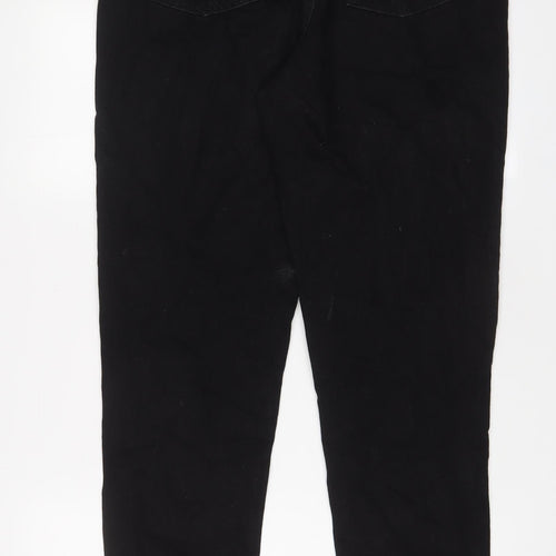 Denim & Co. Womens Black Cotton Straight Jeans Size 12 L28 in Regular Zip