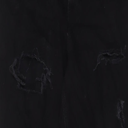 Denim & Co. Womens Black Cotton Straight Jeans Size 12 L28 in Regular Zip