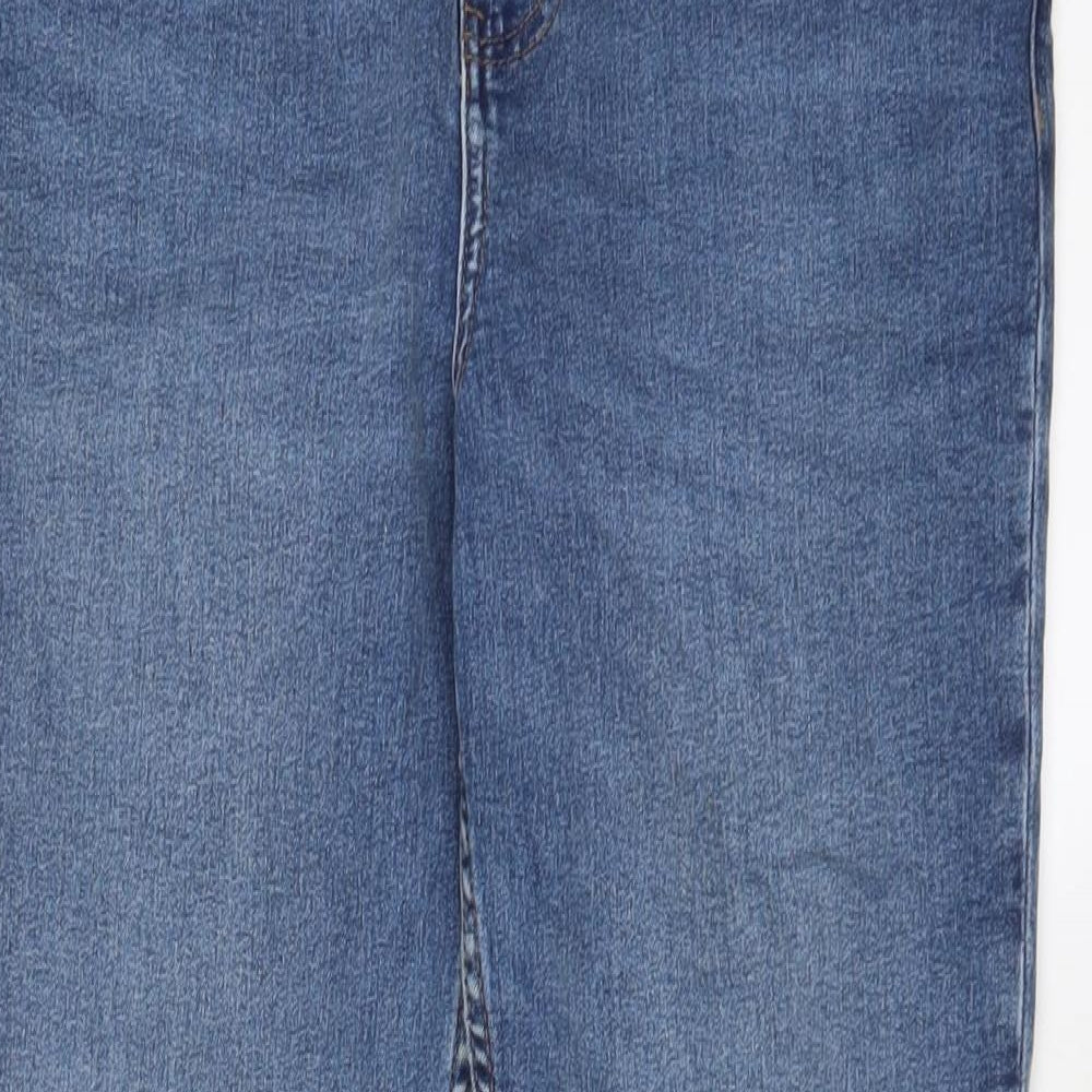 Marks and Spencer Womens Blue Cotton Straight Jeans Size 14 L28 in Regular Zip
