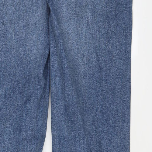 Marks and Spencer Womens Blue Cotton Straight Jeans Size 14 L28 in Regular Zip