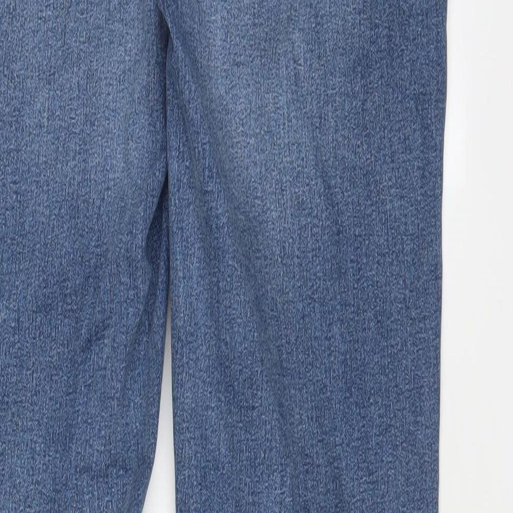 Marks and Spencer Womens Blue Cotton Straight Jeans Size 14 L28 in Regular Zip