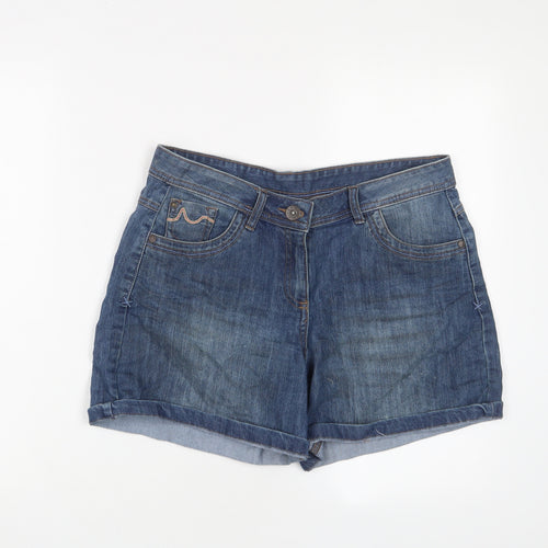 eorge Womens Blue Cotton Basic Shorts Size 12 L4 in Regular Zip