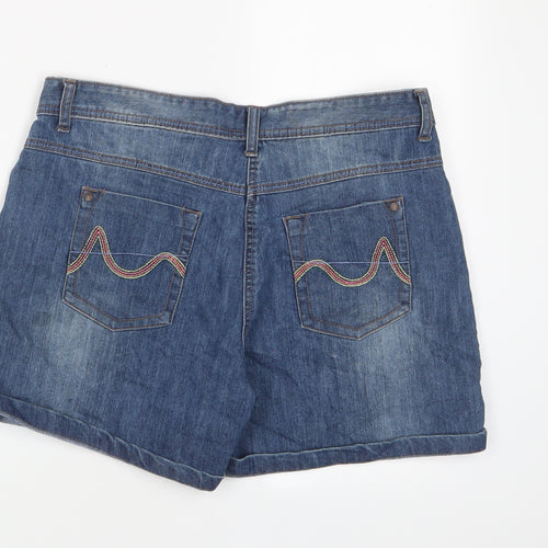 eorge Womens Blue Cotton Basic Shorts Size 12 L4 in Regular Zip