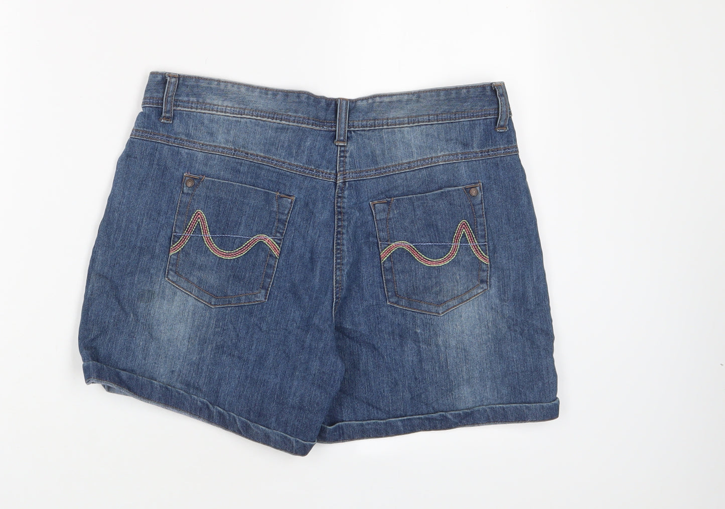 eorge Womens Blue Cotton Basic Shorts Size 12 L4 in Regular Zip