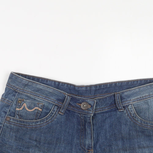 eorge Womens Blue Cotton Basic Shorts Size 12 L4 in Regular Zip