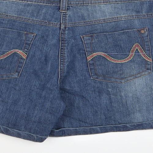 eorge Womens Blue Cotton Basic Shorts Size 12 L4 in Regular Zip
