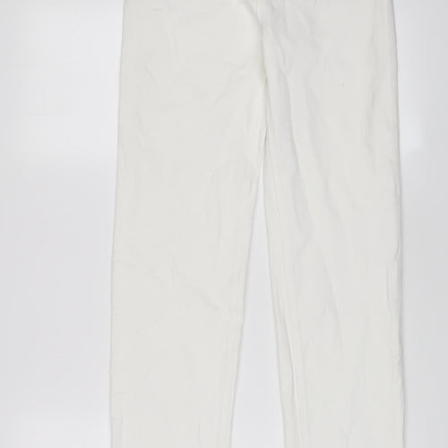 Marks and Spencer Womens White Cotton Straight Jeans Size 8 L30 in Regular Zip