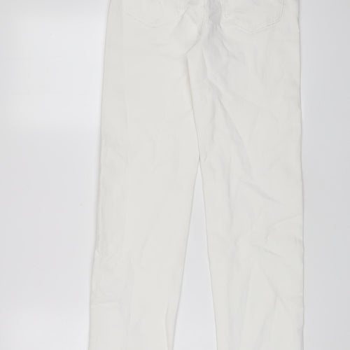 Marks and Spencer Womens White Cotton Straight Jeans Size 8 L30 in Regular Zip
