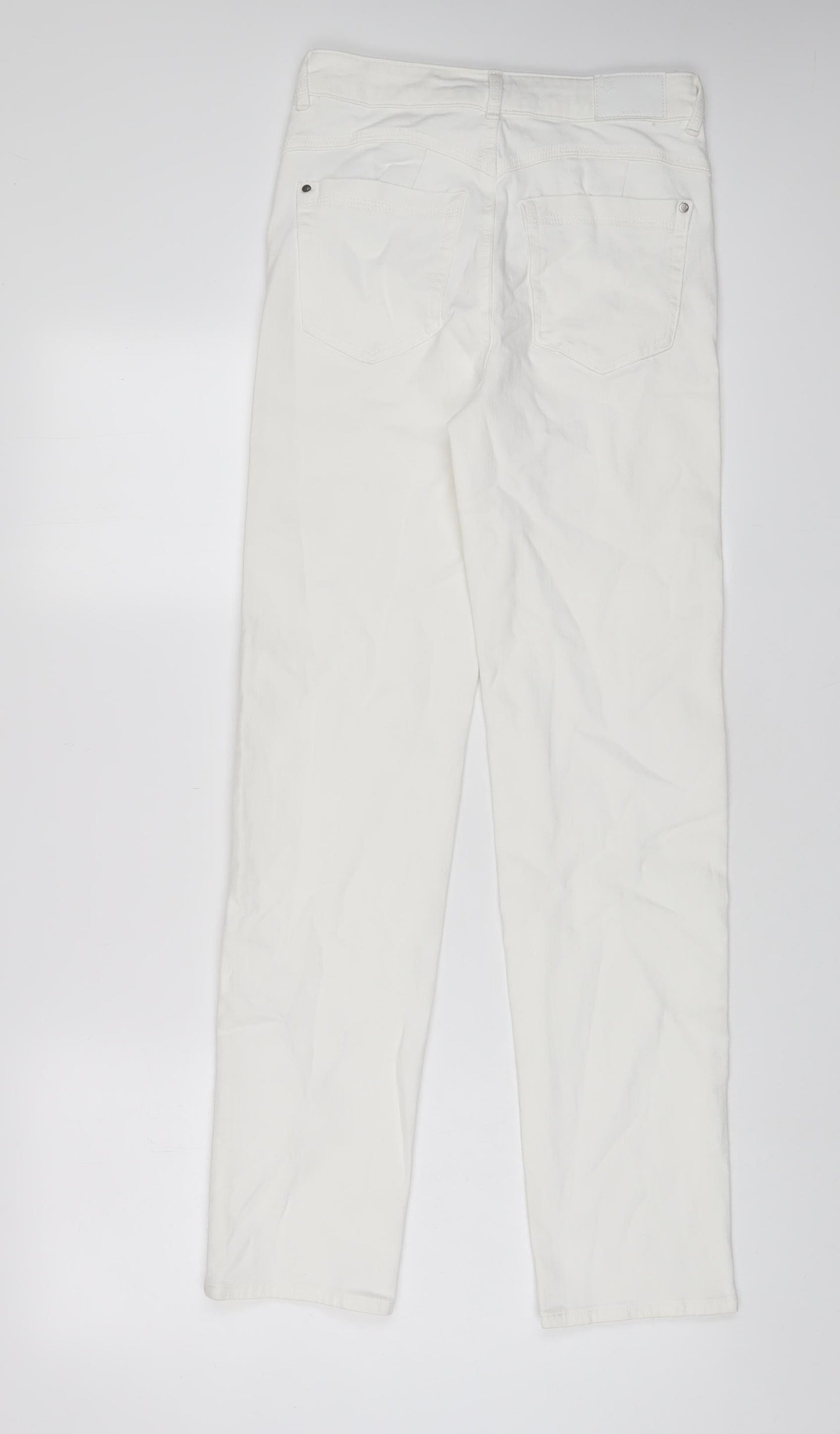 Marks and Spencer Womens White Cotton Straight Jeans Size 8 L30 in Regular Zip