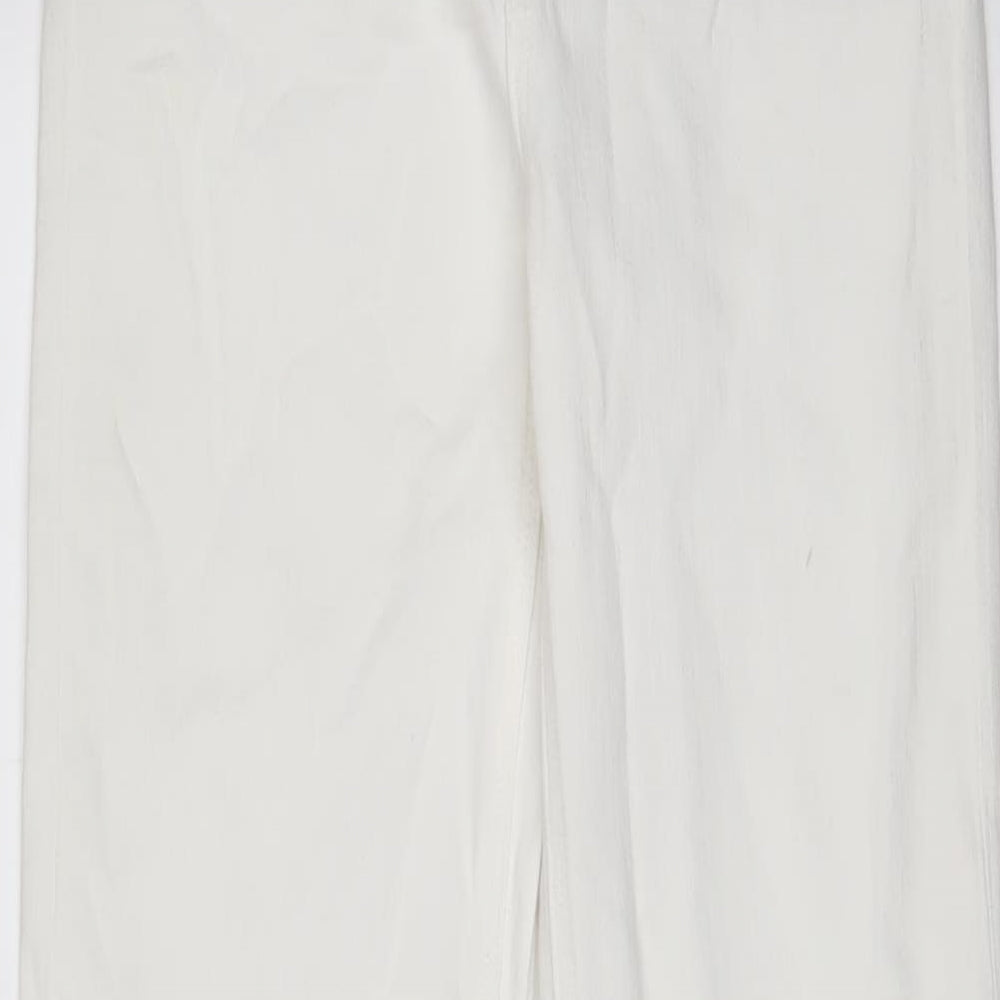 Marks and Spencer Womens White Cotton Straight Jeans Size 8 L30 in Regular Zip