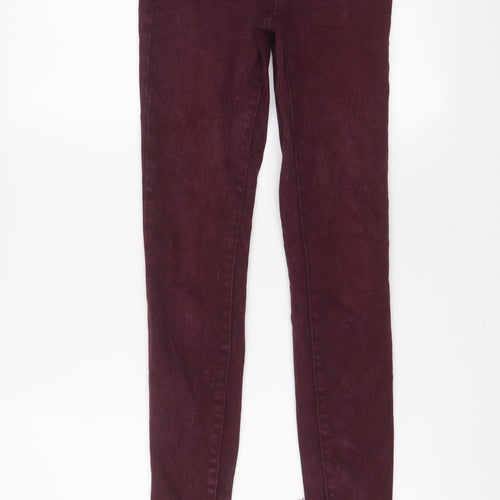 New Look Womens Red Cotton Skinny Jeans Size 8 L27 in Regular Zip
