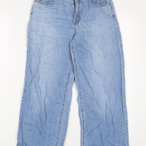 Uniqlo Womens Blue Cotton Wide-Leg Jeans Size 23 in L25 in Regular Zip