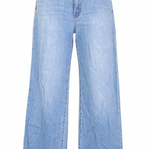 Uniqlo Womens Blue Cotton Wide-Leg Jeans Size 23 in L25 in Regular Zip