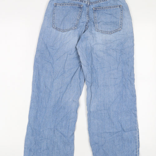 Uniqlo Womens Blue Cotton Wide-Leg Jeans Size 23 in L25 in Regular Zip