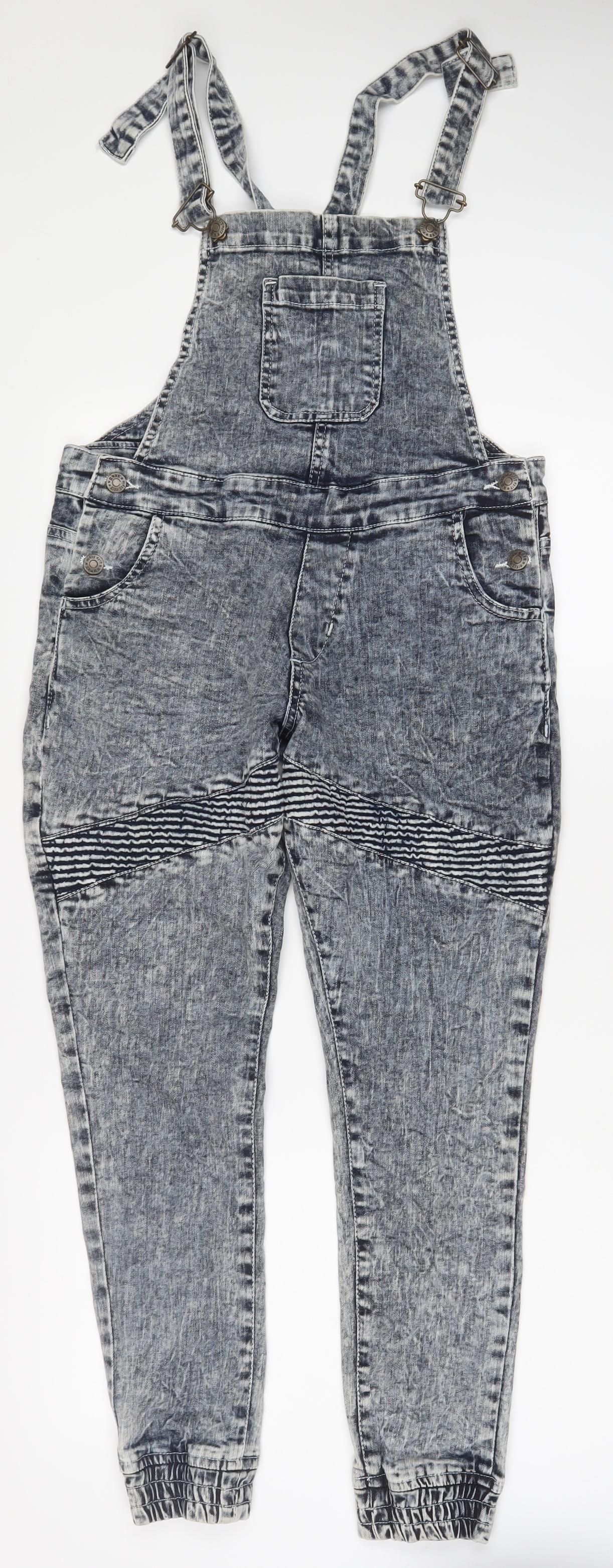 G8one Girls Blue Cotton Dungaree One-Piece Size 11-12 Years L26 in Button - Cuffed