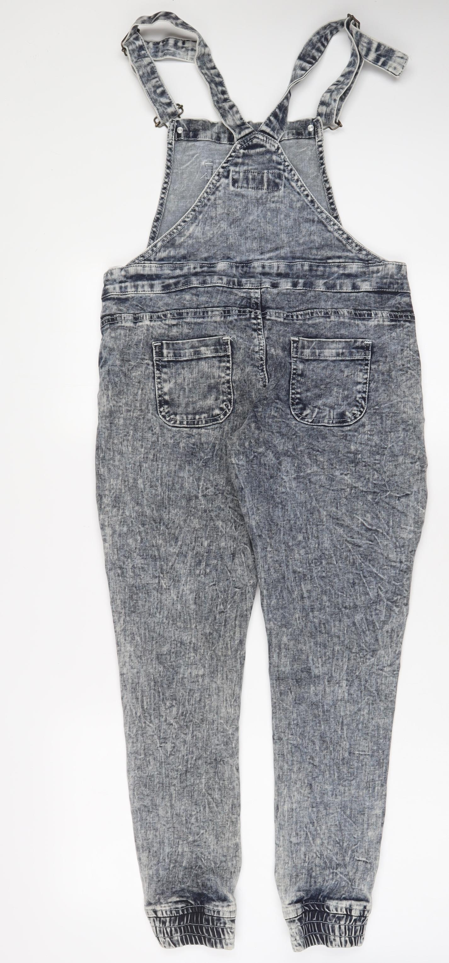 G8one Girls Blue Cotton Dungaree One-Piece Size 11-12 Years L26 in Button - Cuffed