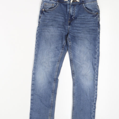 Marks and Spencer Boys Blue Cotton Skinny Jeans Size 6-7 Years Regular Zip