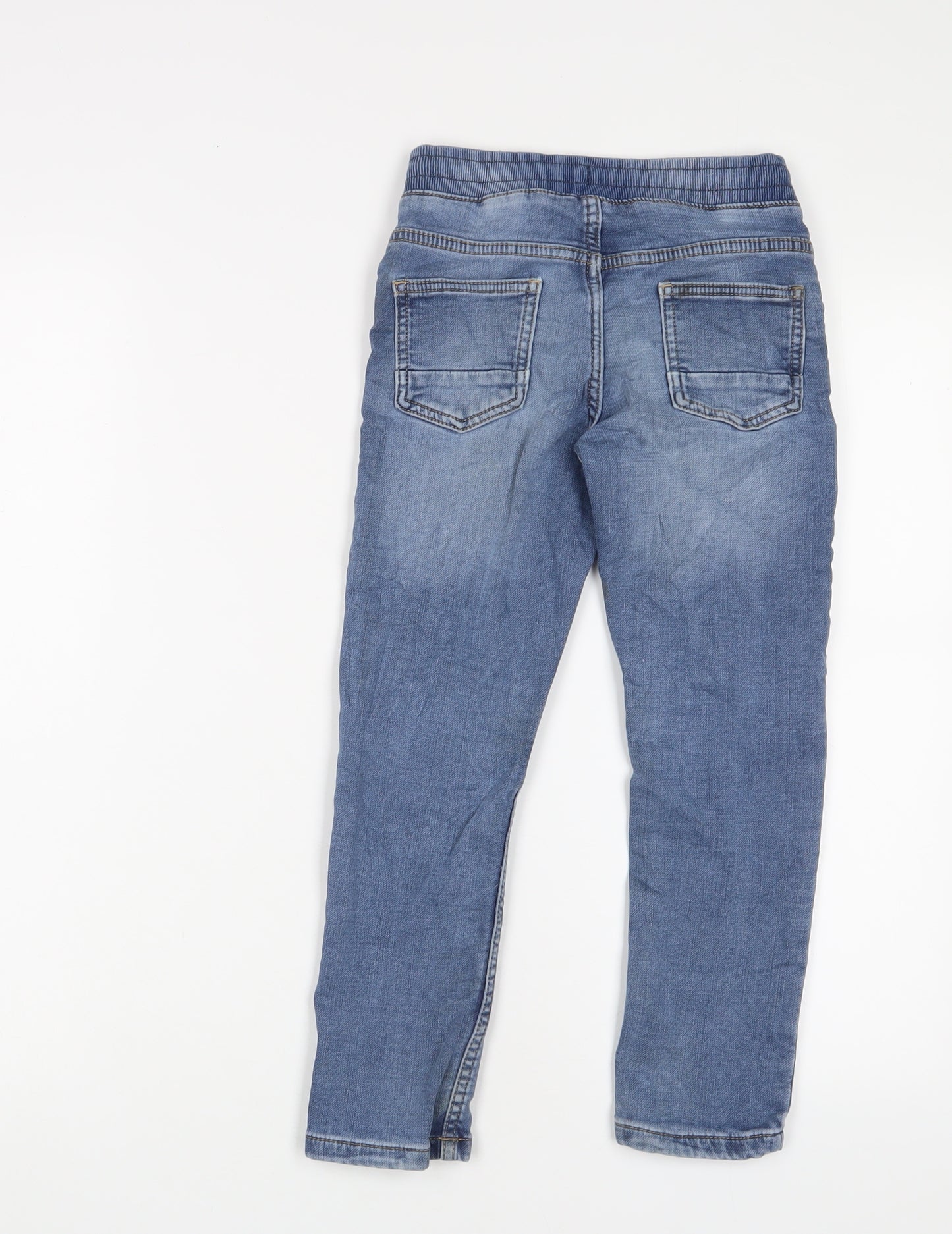 Marks and Spencer Boys Blue Cotton Skinny Jeans Size 6-7 Years Regular Zip