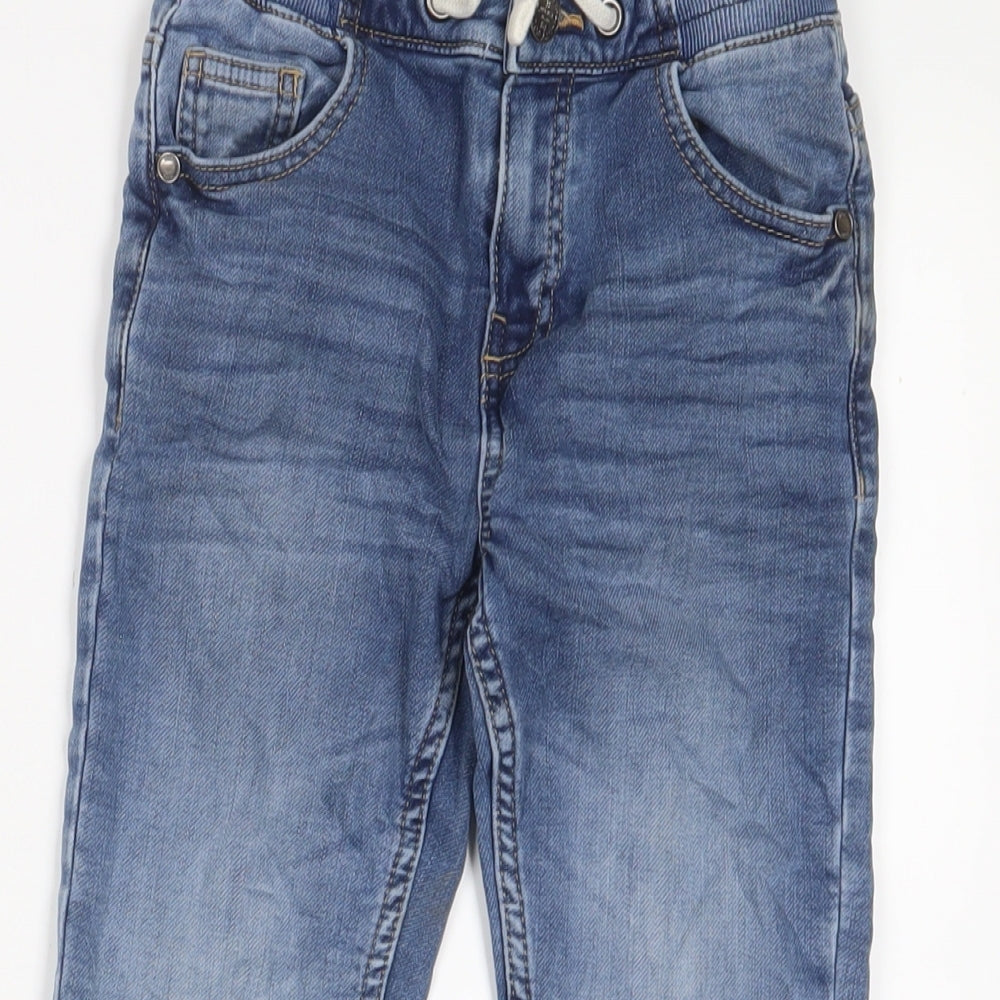 Marks and Spencer Boys Blue Cotton Skinny Jeans Size 6-7 Years Regular Zip