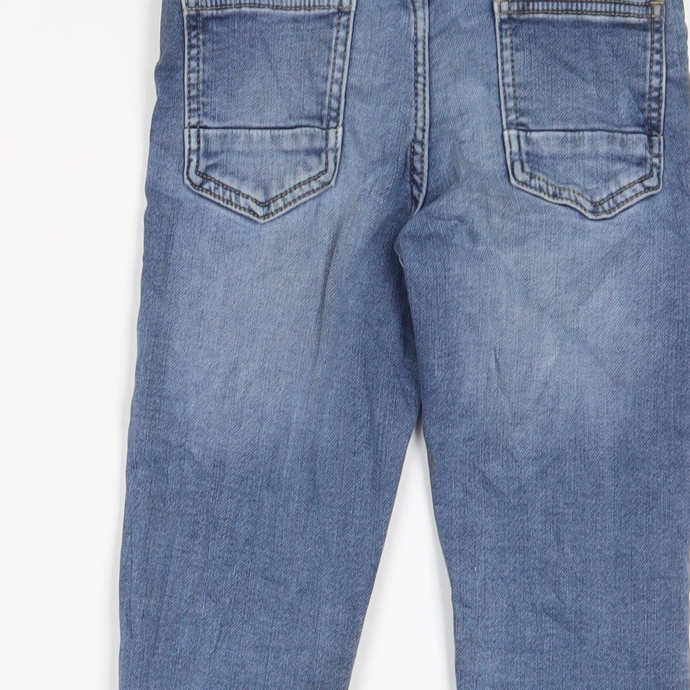 Marks and Spencer Boys Blue Cotton Skinny Jeans Size 6-7 Years Regular Zip