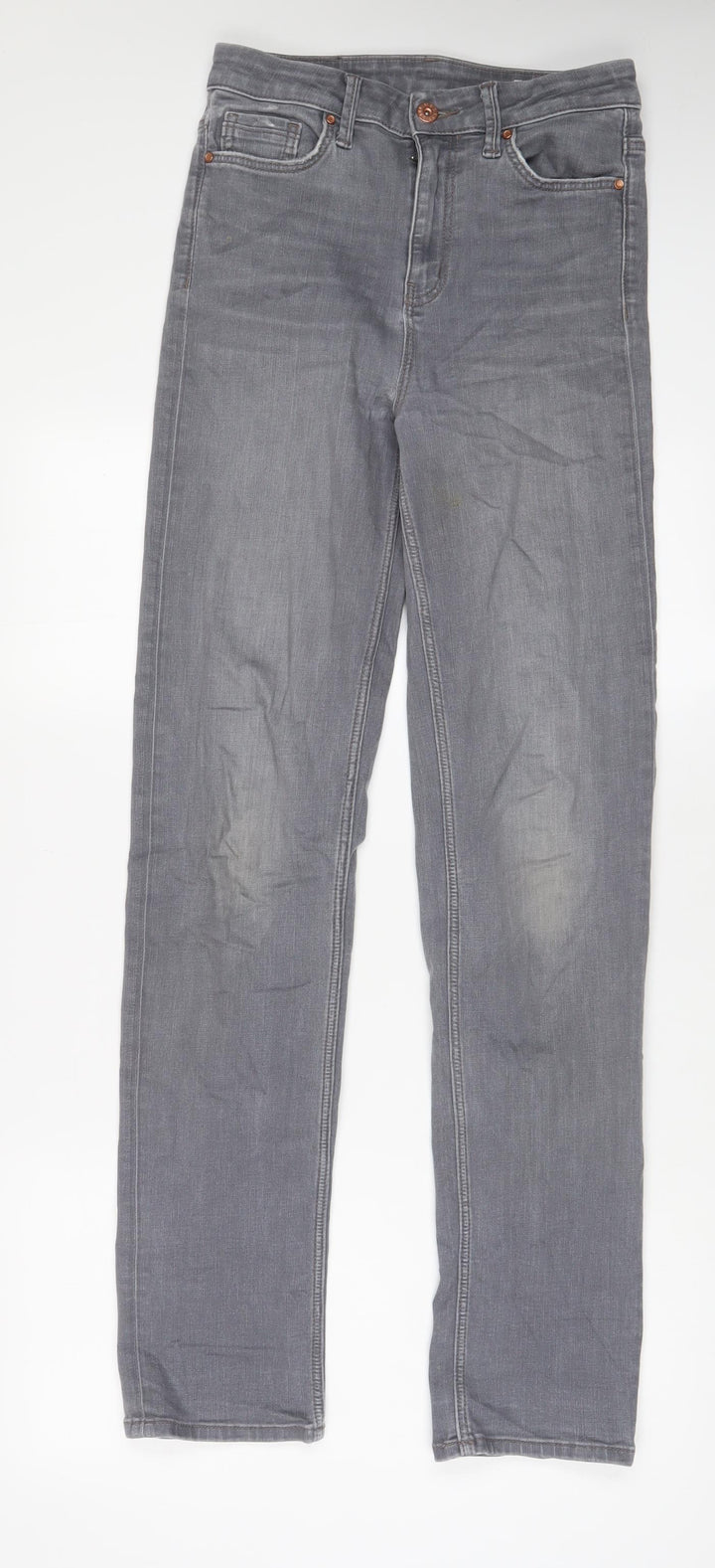 Marks and Spencer Womens Grey Cotton Skinny Jeans Size 8 L33 in Regular Zip