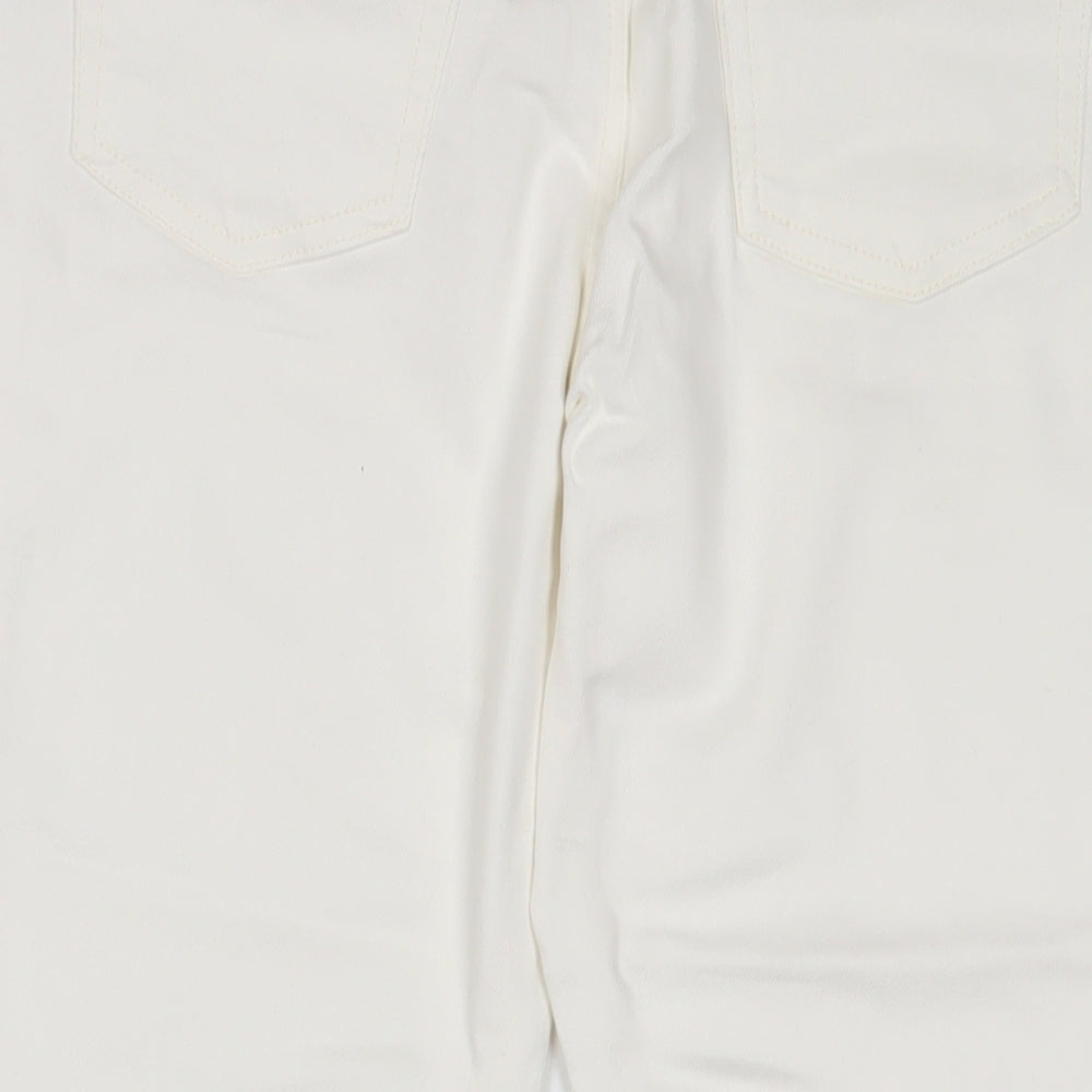 Marks and Spencer Womens White Cotton Mom Jeans Size 12 L25 in Regular Zip