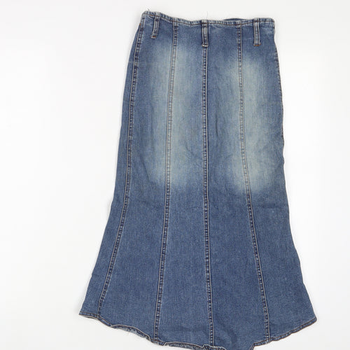 PARANOIA Womens Blue Cotton A-Line Skirt Size 24 in Zip