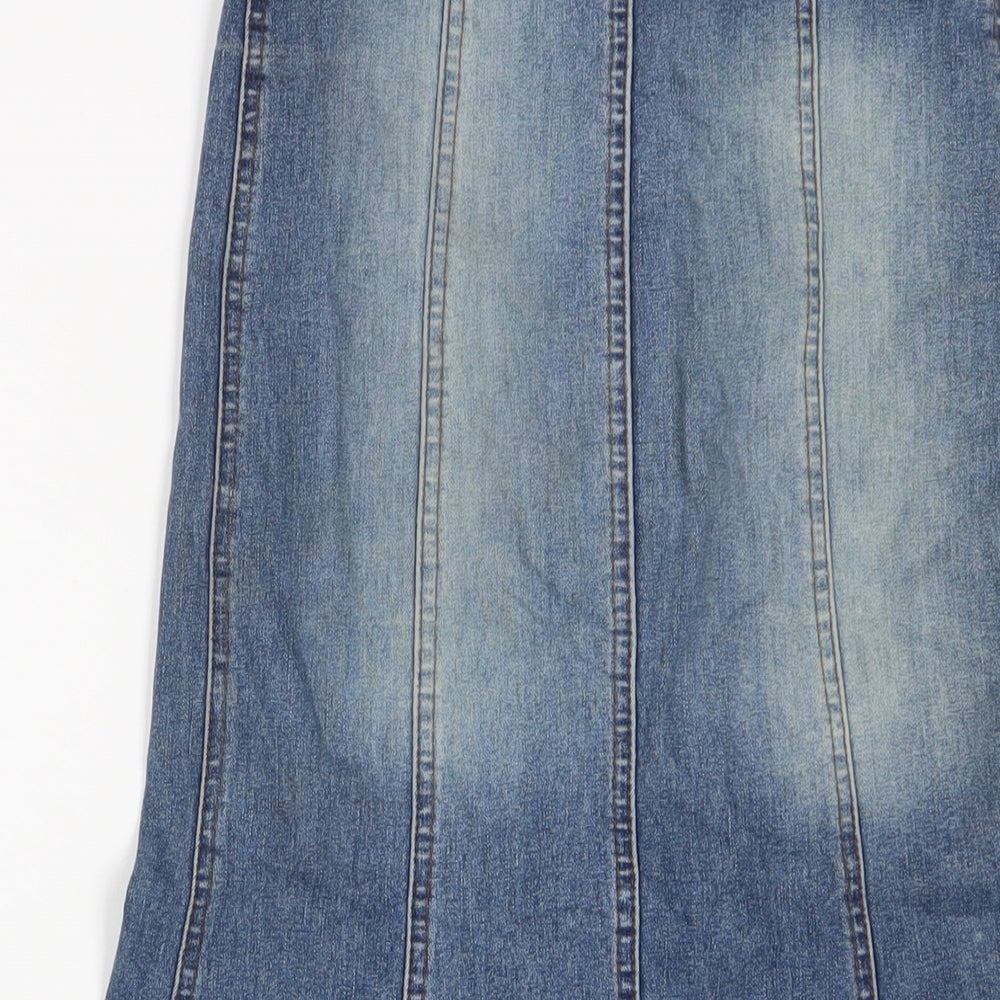 PARANOIA Womens Blue Cotton A-Line Skirt Size 24 in Zip