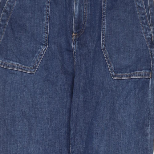 Marks and Spencer Womens Blue Cotton Tapered Jeans Size 10 L26 in Regular Zip - Ankle Zips