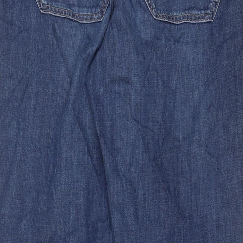 Marks and Spencer Womens Blue Cotton Tapered Jeans Size 10 L26 in Regular Zip - Ankle Zips