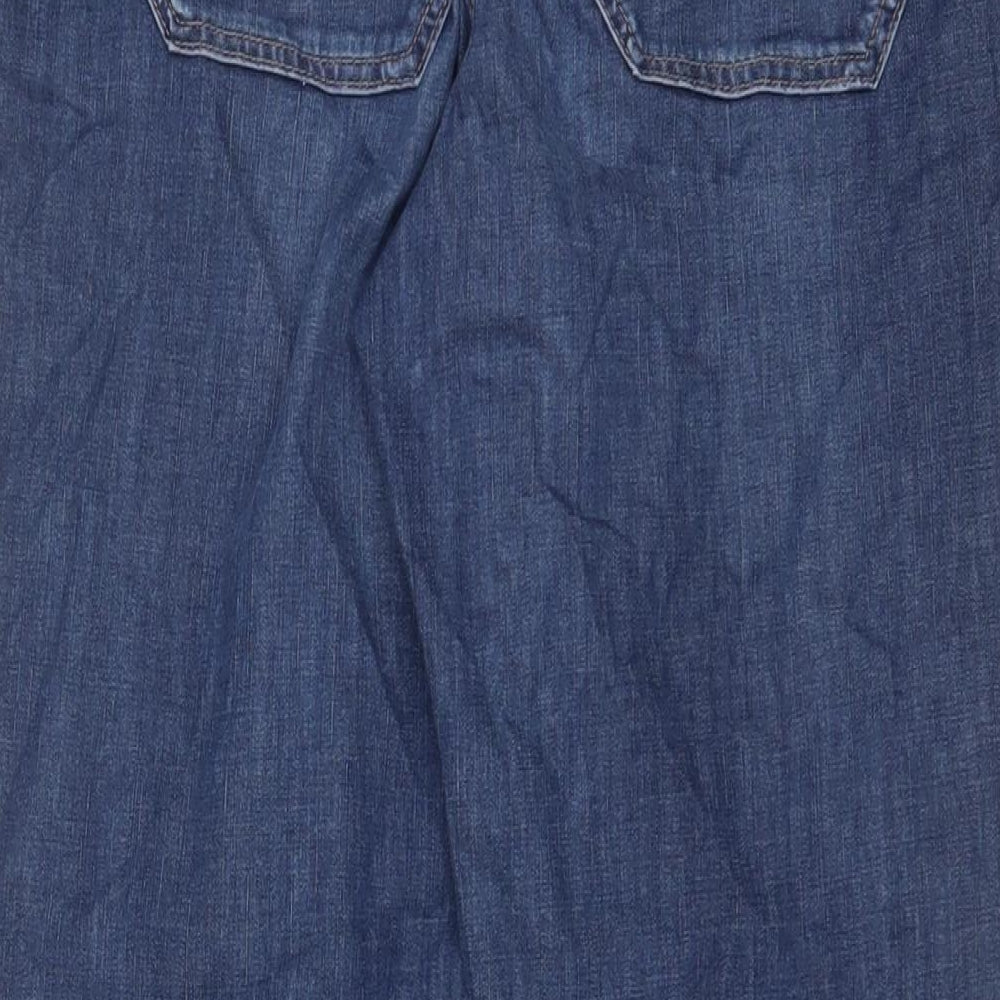 Marks and Spencer Womens Blue Cotton Tapered Jeans Size 10 L26 in Regular Zip - Ankle Zips