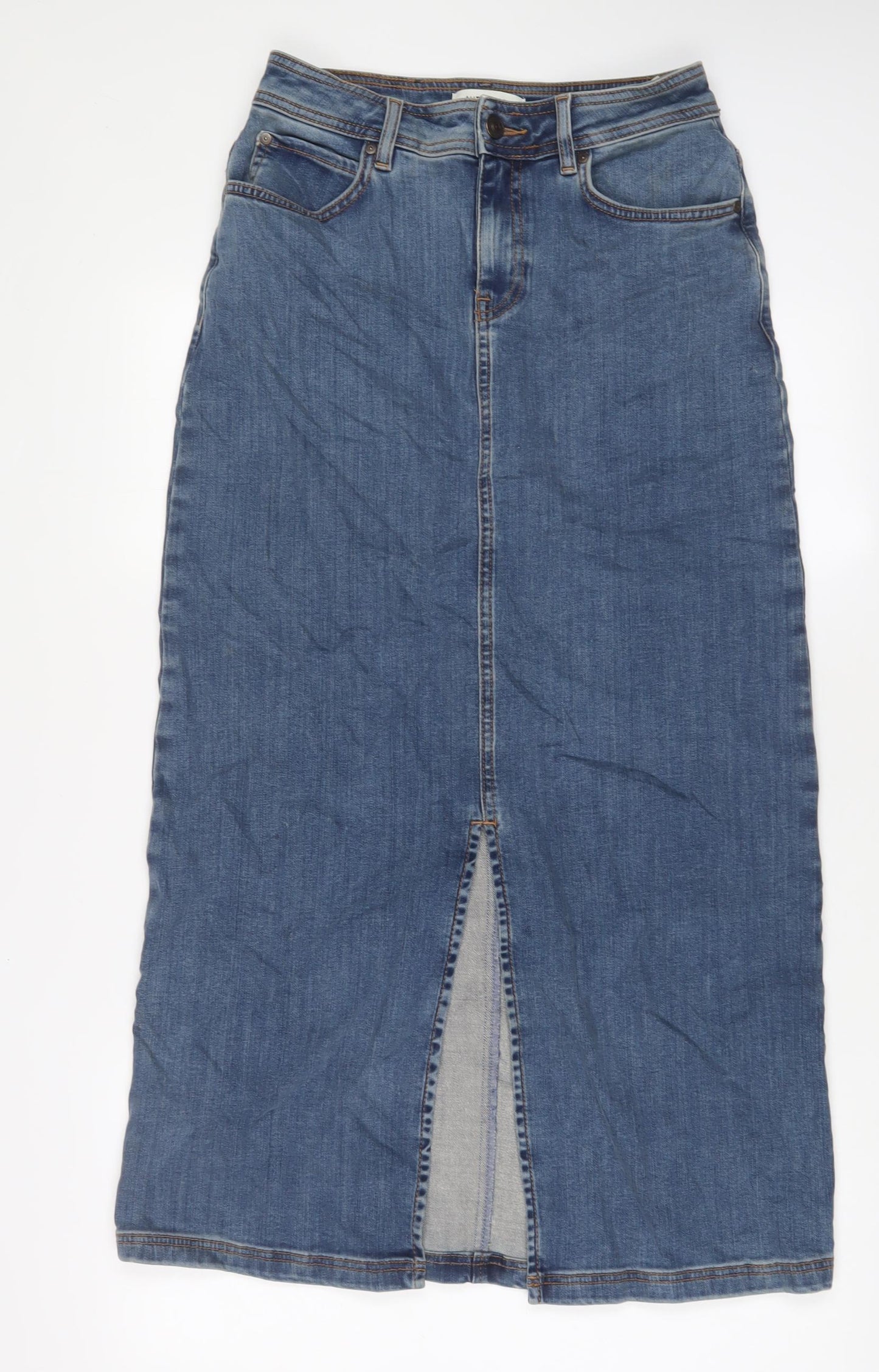 Autograph Womens Blue Cotton A-Line Skirt Size 10 Zip