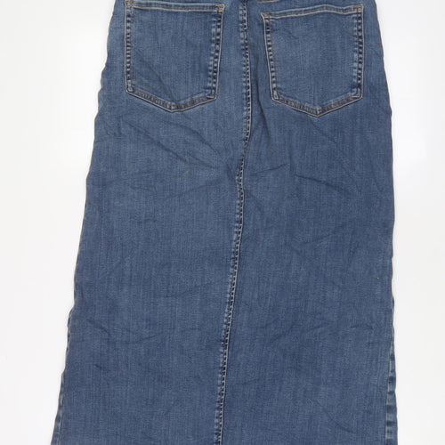 Autograph Womens Blue Cotton A-Line Skirt Size 10 Zip