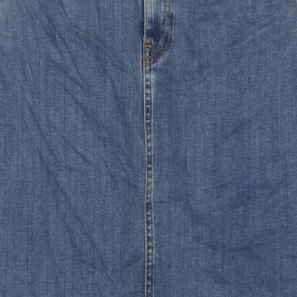 Autograph Womens Blue Cotton A-Line Skirt Size 10 Zip