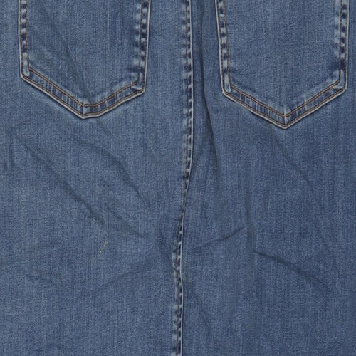 Autograph Womens Blue Cotton A-Line Skirt Size 10 Zip
