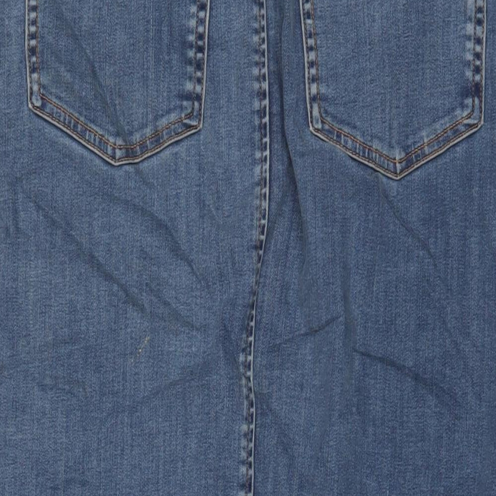 Autograph Womens Blue Cotton A-Line Skirt Size 10 Zip