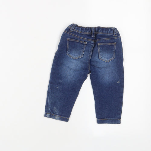Denim & Co. Boys Blue Cotton Capri Jeans Size 6-9 Months Button