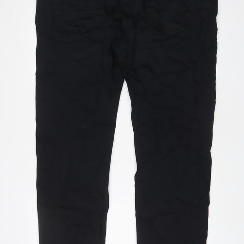 Marks and Spencer Mens Black Cotton Straight Jeans Size 42 in L29 in Regular Zip - Short Leg