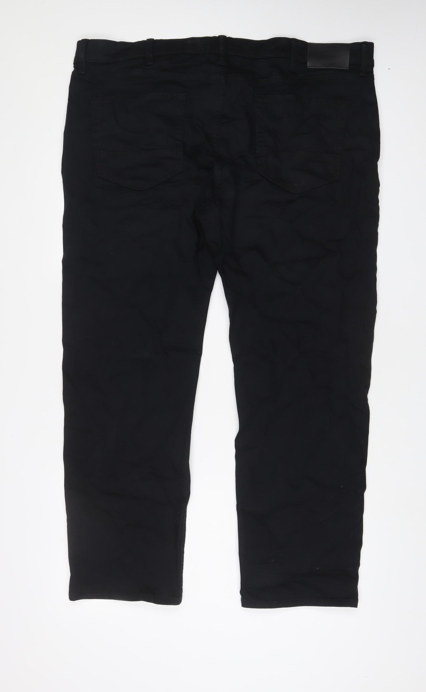 Marks and Spencer Mens Black Cotton Straight Jeans Size 42 in L29 in Regular Zip - Short Leg