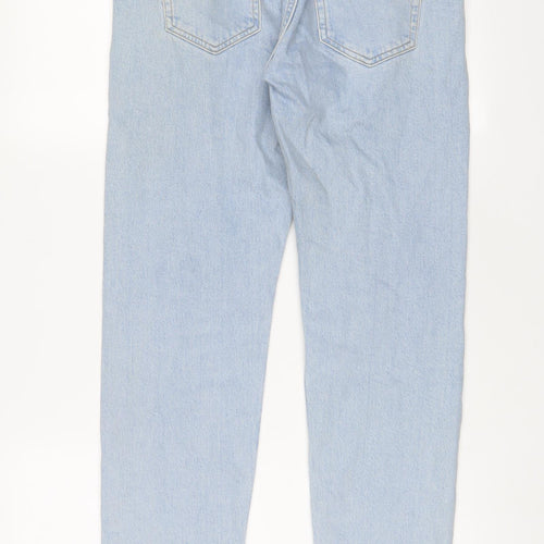 Mango Womens Blue Cotton Straight Jeans Size 10 L28 in Regular Zip