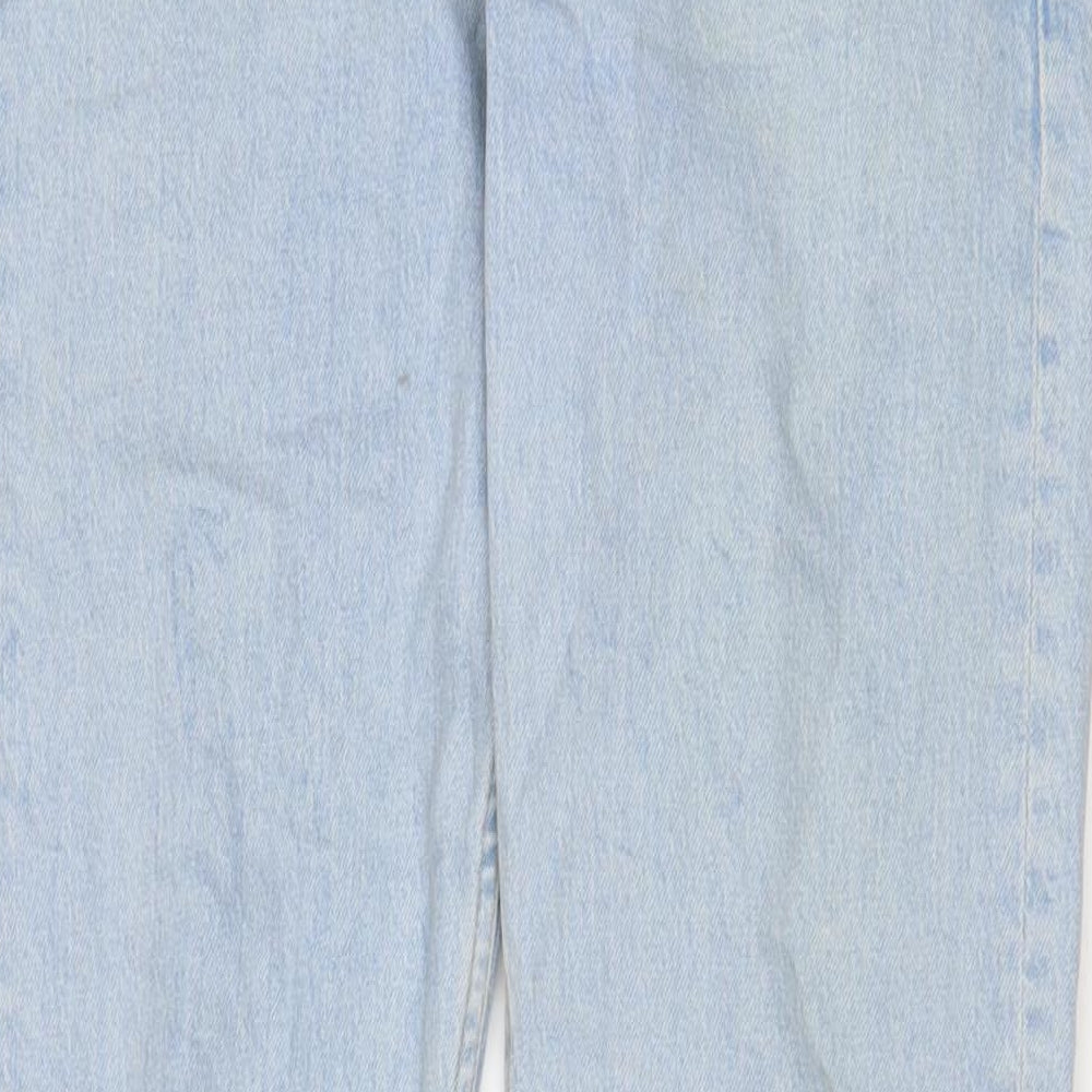 Mango Womens Blue Cotton Straight Jeans Size 10 L28 in Regular Zip