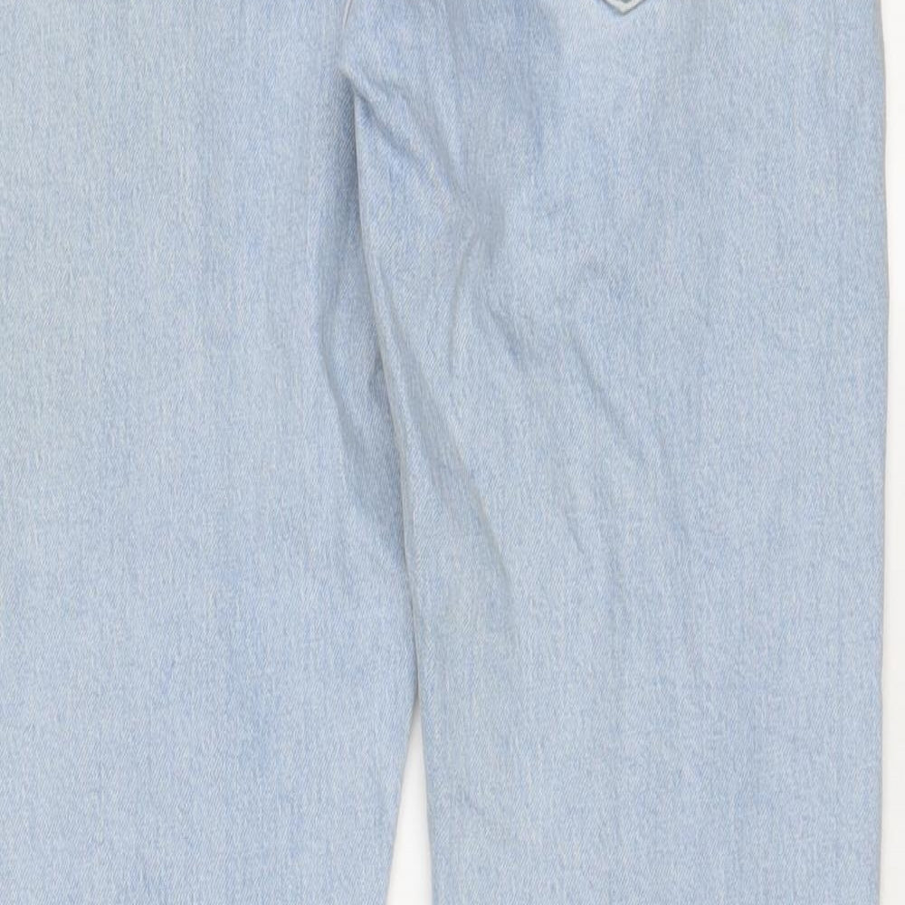 Mango Womens Blue Cotton Straight Jeans Size 10 L28 in Regular Zip