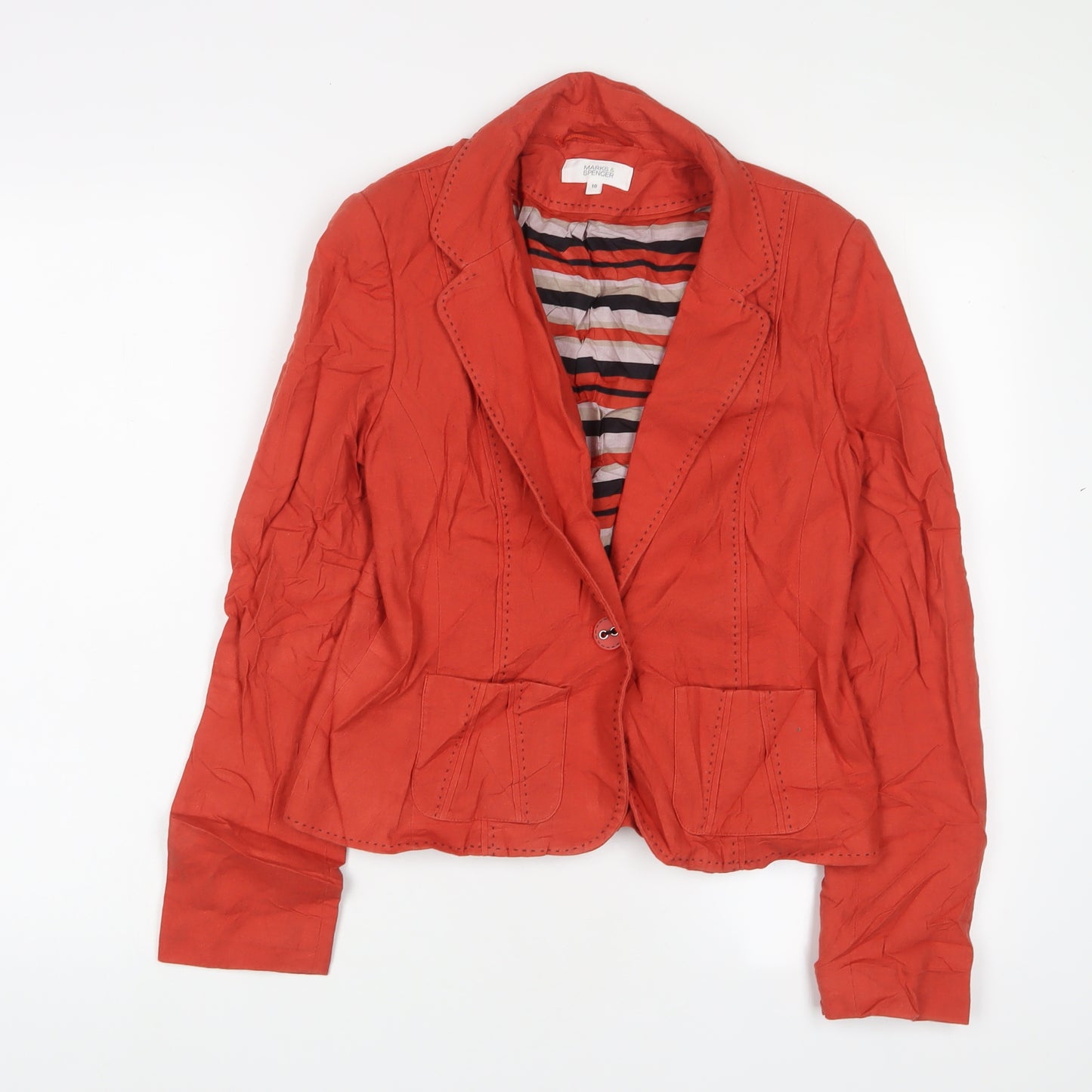 Marks and Spencer Womens Red Jacket Size 10 Button