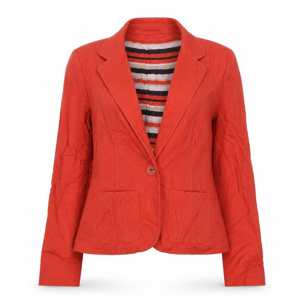 Front view of Marks & Spencer women’s red jacket, size UK 10, button