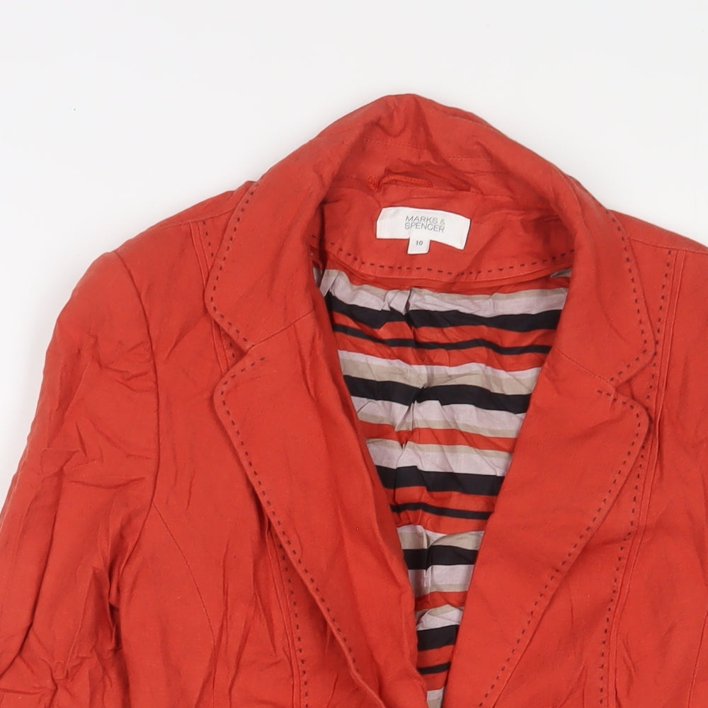 Marks and Spencer Womens Red Jacket Size 10 Button